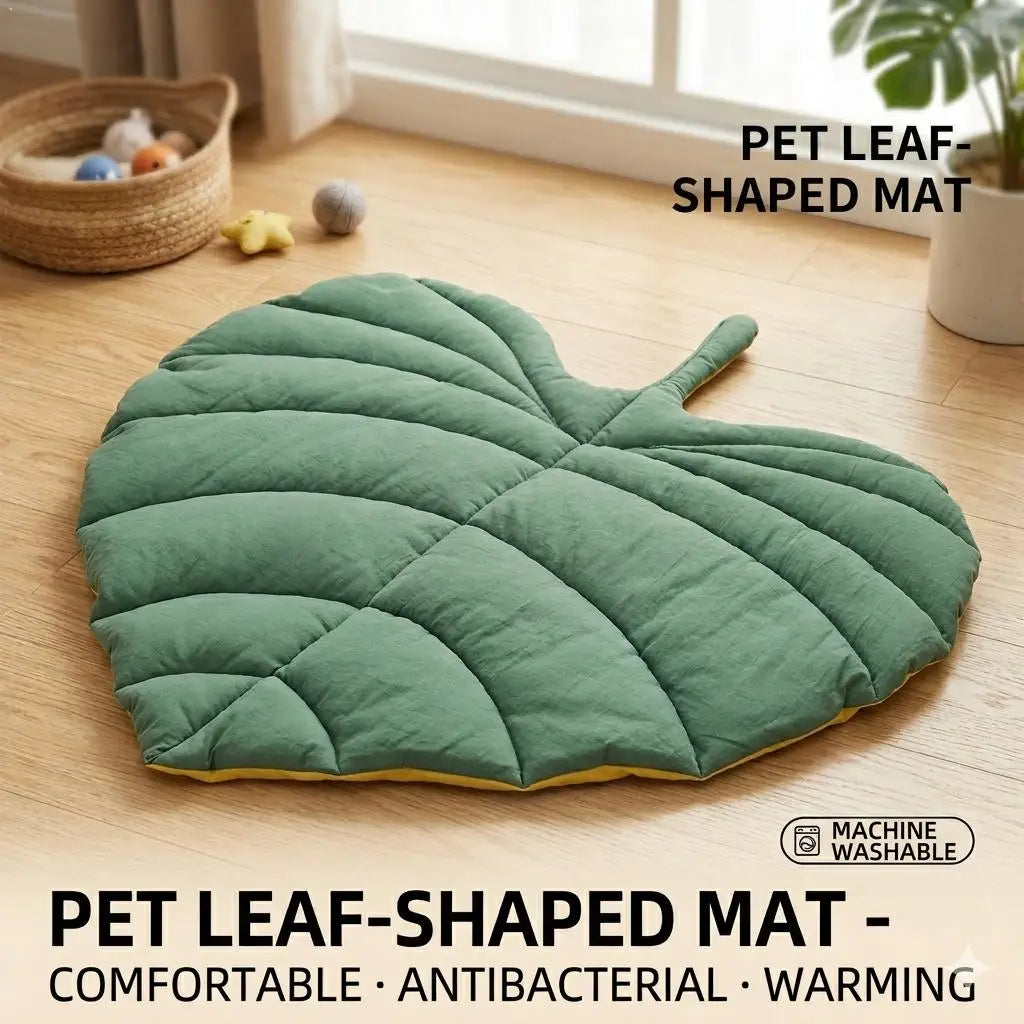 Leaf‑Shaped Pet Sleeping Mat 4‑Season Soft Quilted Cat Dog Bed Pad Room Decor Floor Rug Washable Puppy Kitten Floor Cushion
