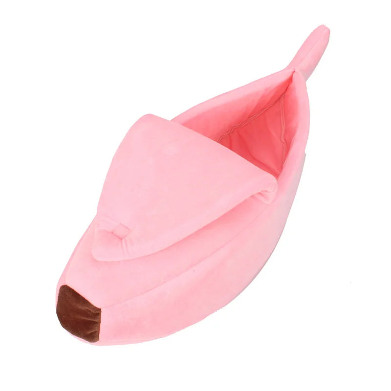 Lit banane original pour chat et petit chien — forme créative et confortable