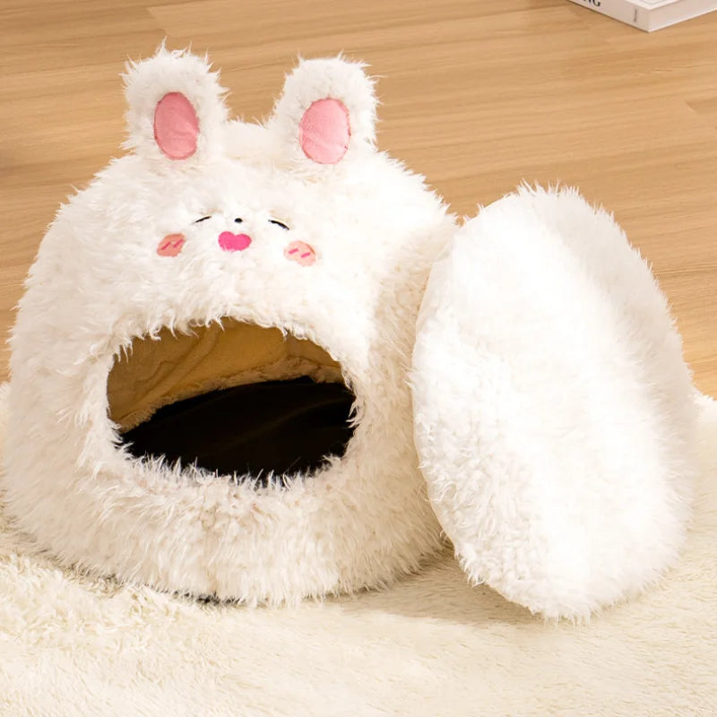 Lit maison ultra-doux pour chat et petit chien — peluche chaude et confortable