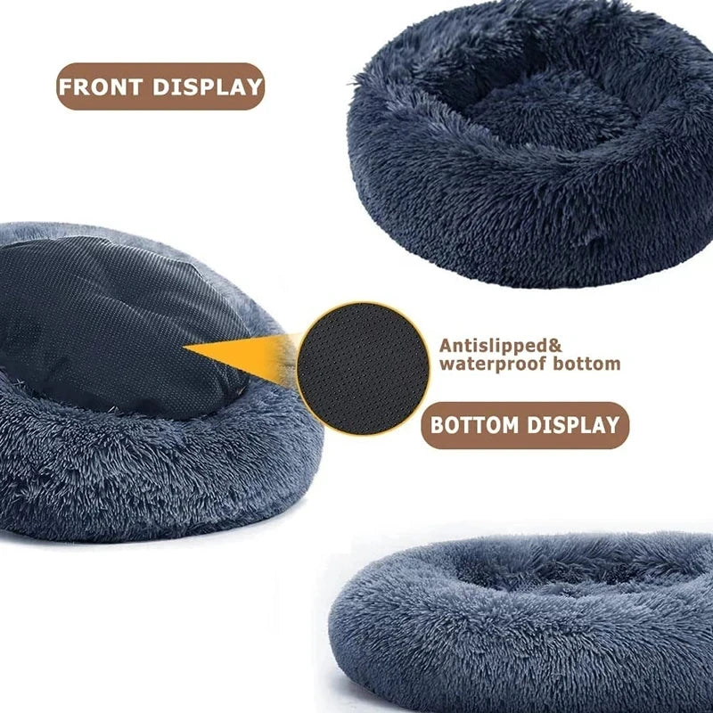 Lit donut super doux lavable pour chat et chien — confort hivernal optimal