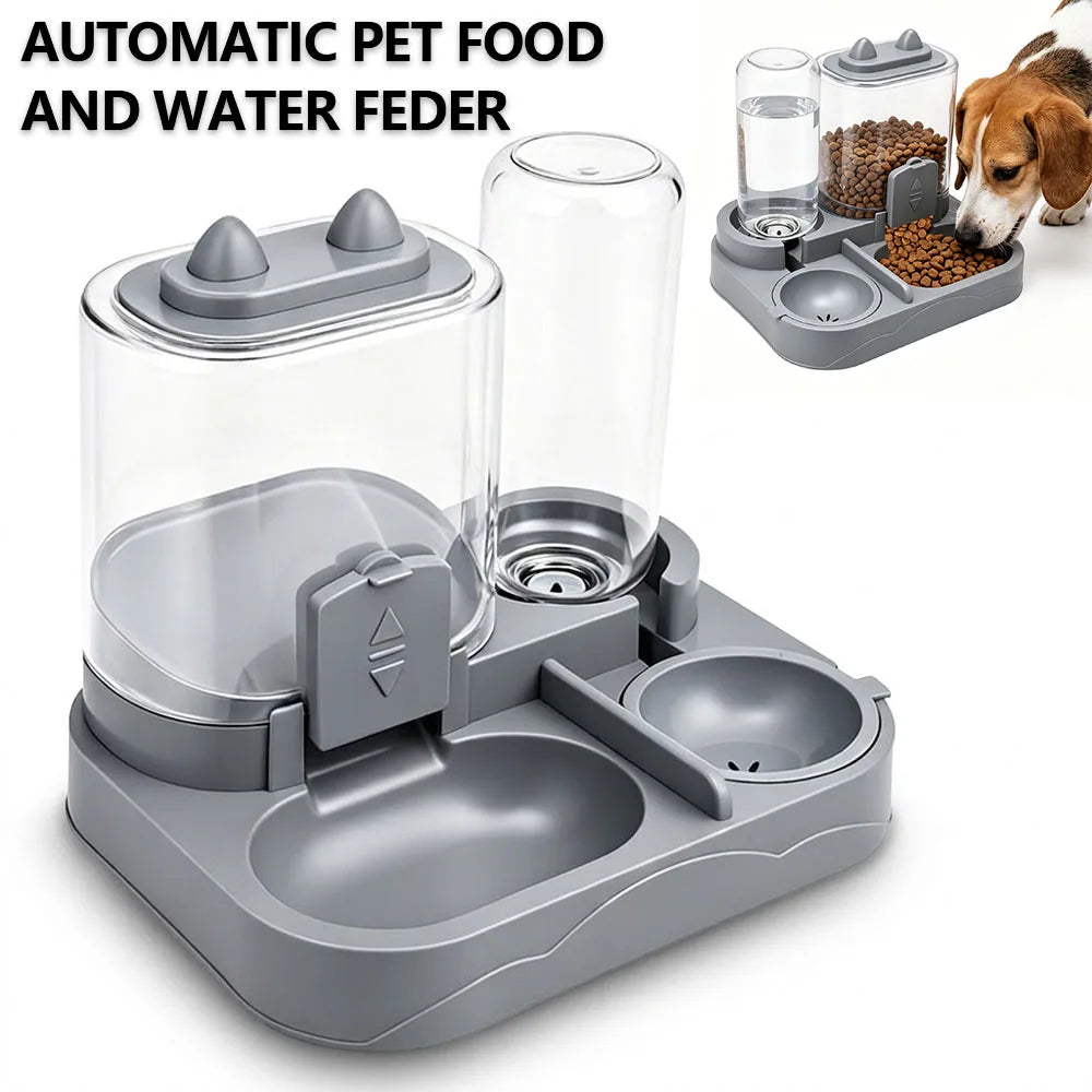 Automatic Pet Food and Water Feeder Large Capacity 2-in-1 Automatic Feeder Dog Cat Food Bowl with Water Fountain Pet Supplies