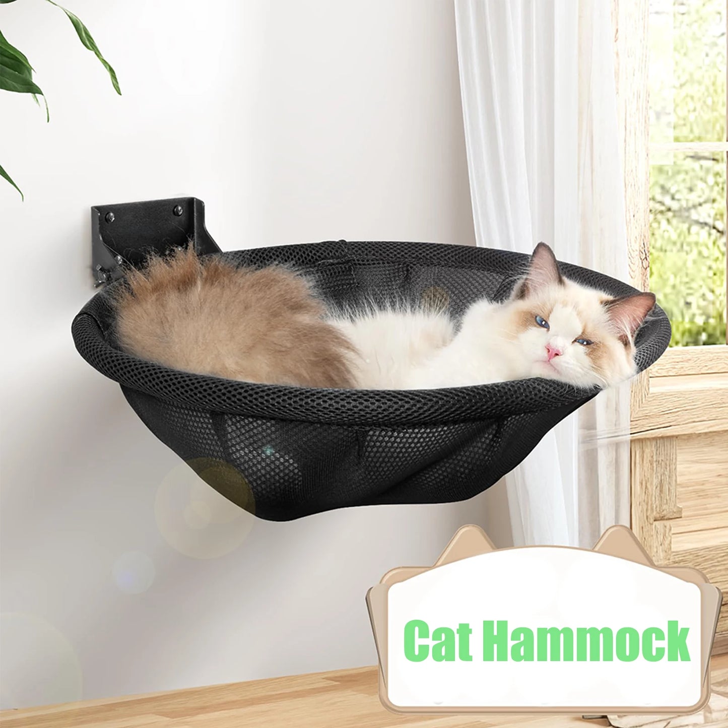 Hamac mural pliable pour chat — tablette respirante 42 cm pour dormir et grimper