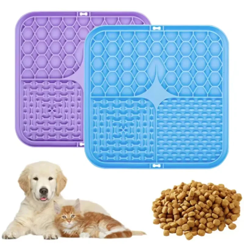 Tapis à lécher en silicone pour chien – Alimentation lente, distraction bain, ventouse