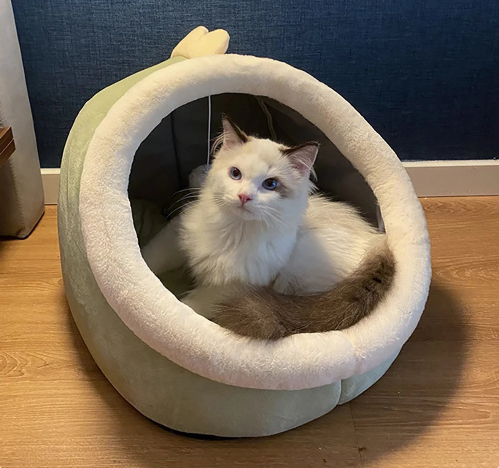 Lit grotte pliable et lavable pour chat et petit chien — sac de couchage cave