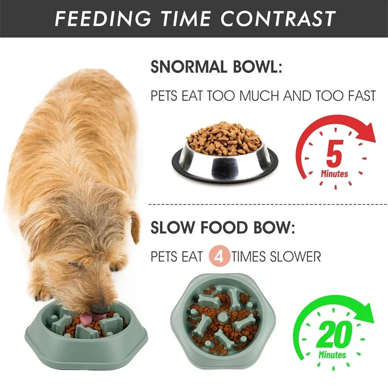 Anti-gobble dog bowl – Non-slip, slow feeder puzzle bowl for small and medium dogs