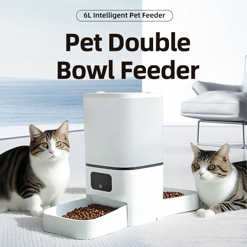 Distributeur automatique de nourriture 6L avec minuterie intelligente et contrôle Tuya pour chiens et chats