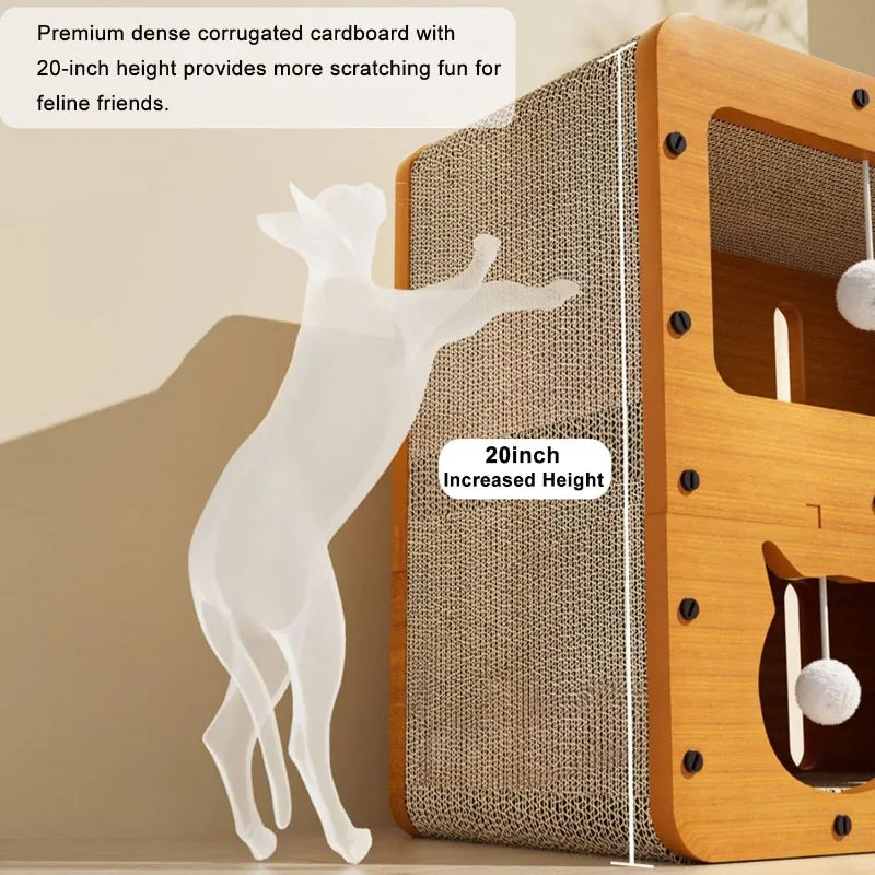 Maison grattoir 2 en 1 pour chat — lit et griffoir en carton écologique pour chats d'intérieur
