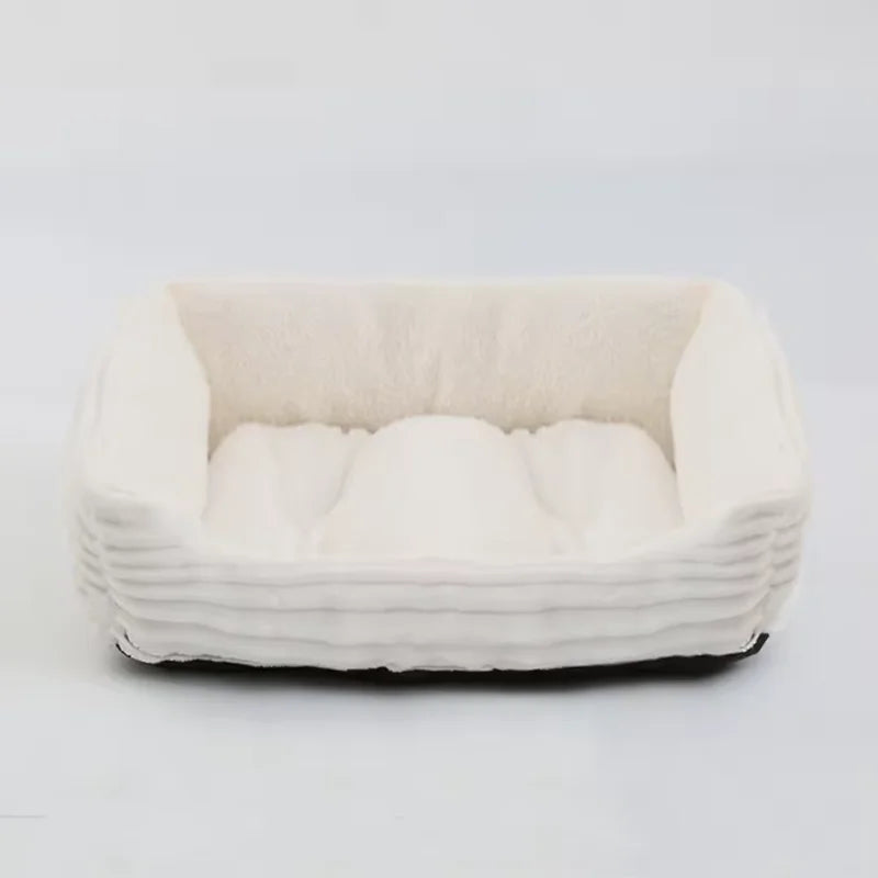 Lit canapé carré en peluche apaisant pour petits et moyens chiens et chats