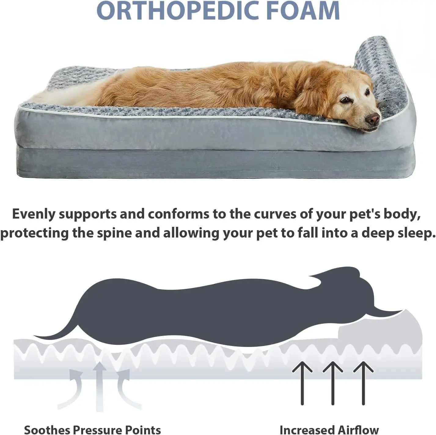 Lit orthopédique pour grands chiens — style canapé imperméable avec housse lavable et base antidérapante