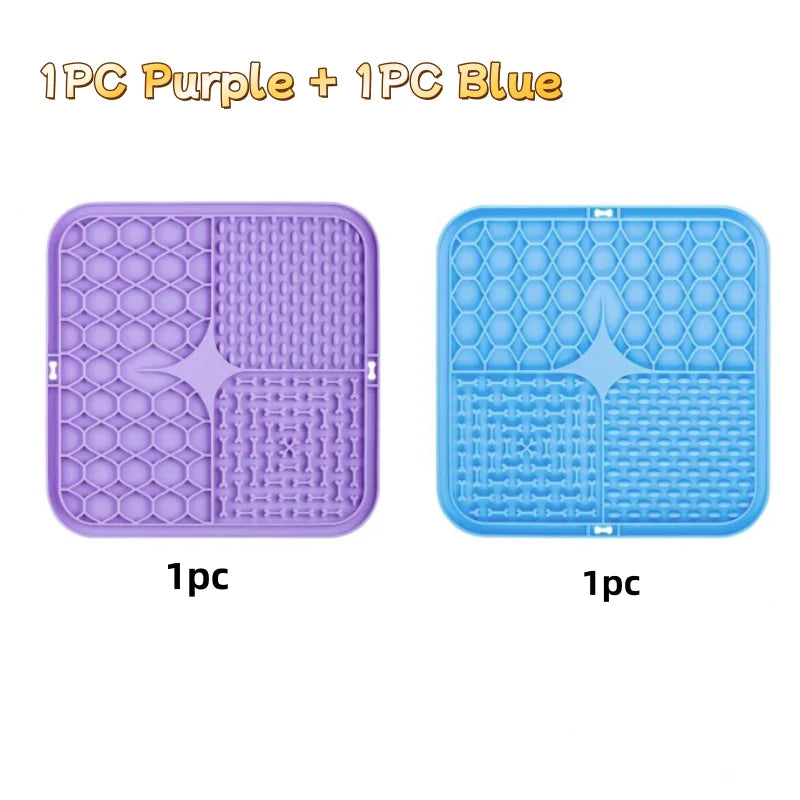 Tapis à lécher en silicone pour chien – Alimentation lente, distraction bain, ventouse