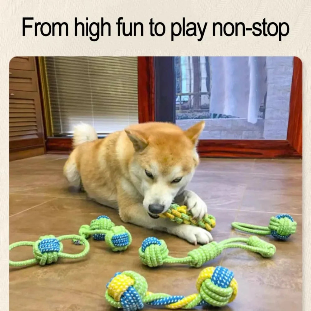 Dog Toy Rope Ball Toy for Dogs Training Toy for Dogs Teeth Cleaning Tug Toy Interactive Knot Rope Resistant To Biting Molars