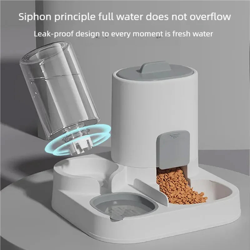Automatic Pet Feeder And Water Dispenser Two-in-One Bowl Large Capacity For Cats Dogs Smooth Feeding System Pet Supplies