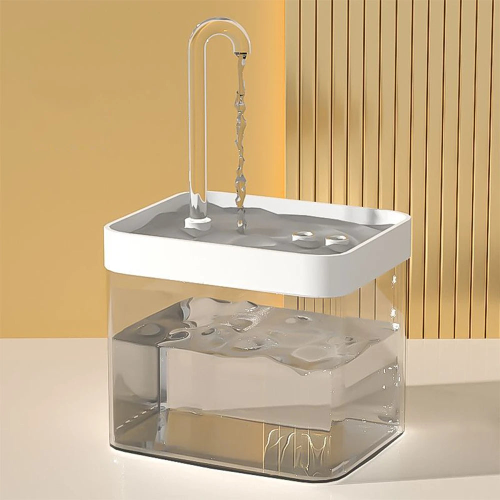 Fontaine à eau transparente USB silencieuse pour chat – Filtre automatique, 1,5 L