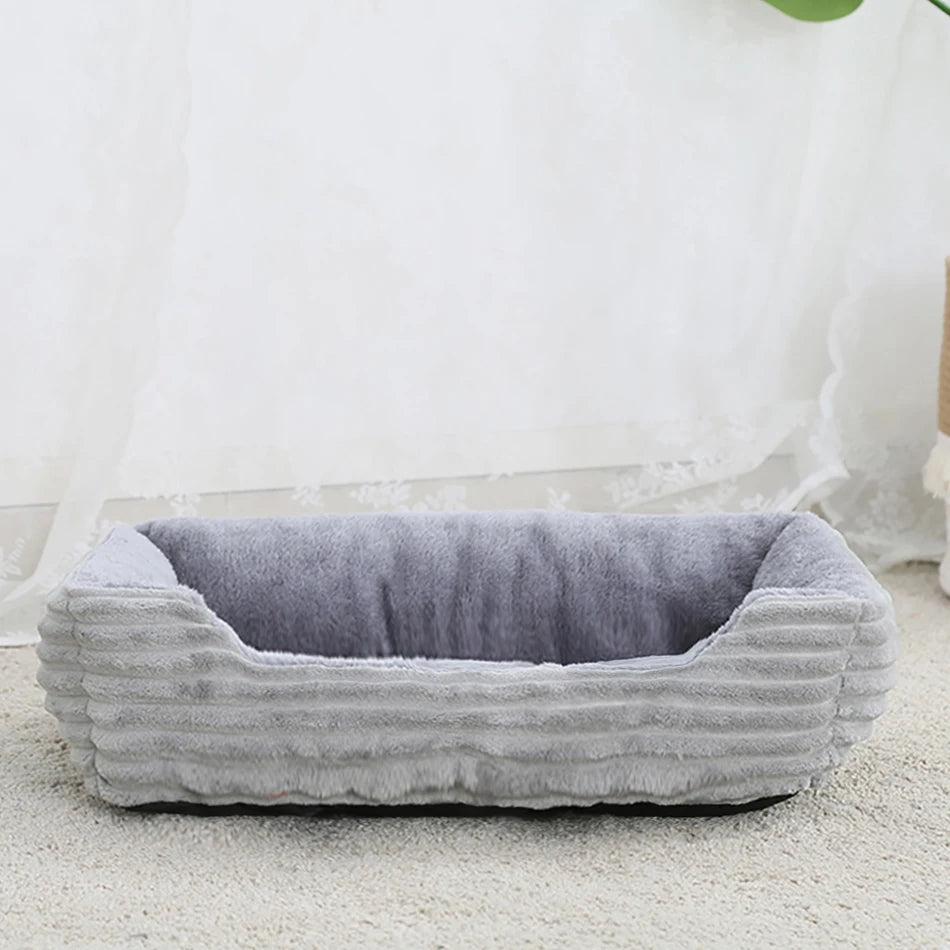 Lit canapé carré en peluche apaisant hiver pour petits et moyens chiens et chats