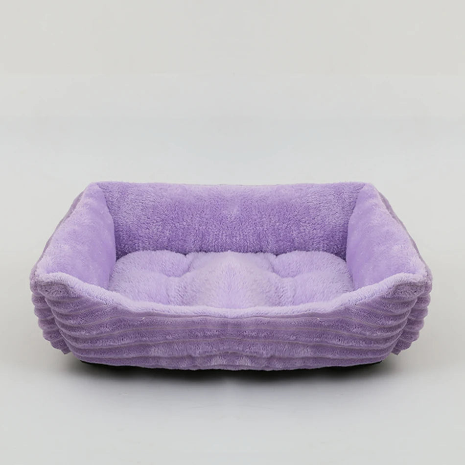 Lit canapé carré en peluche apaisant hiver pour petits et moyens chiens et chats
