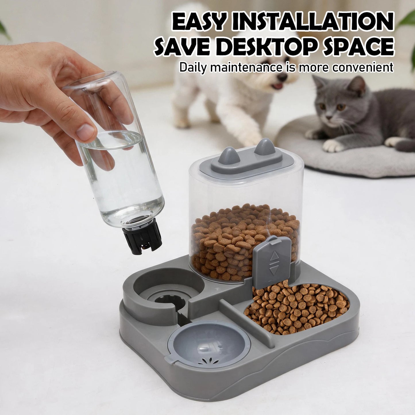 Automatic Pet Food and Water Feeder Large Capacity 2-in-1 Automatic Feeder Dog Cat Food Bowl with Water Fountain Pet Supplies