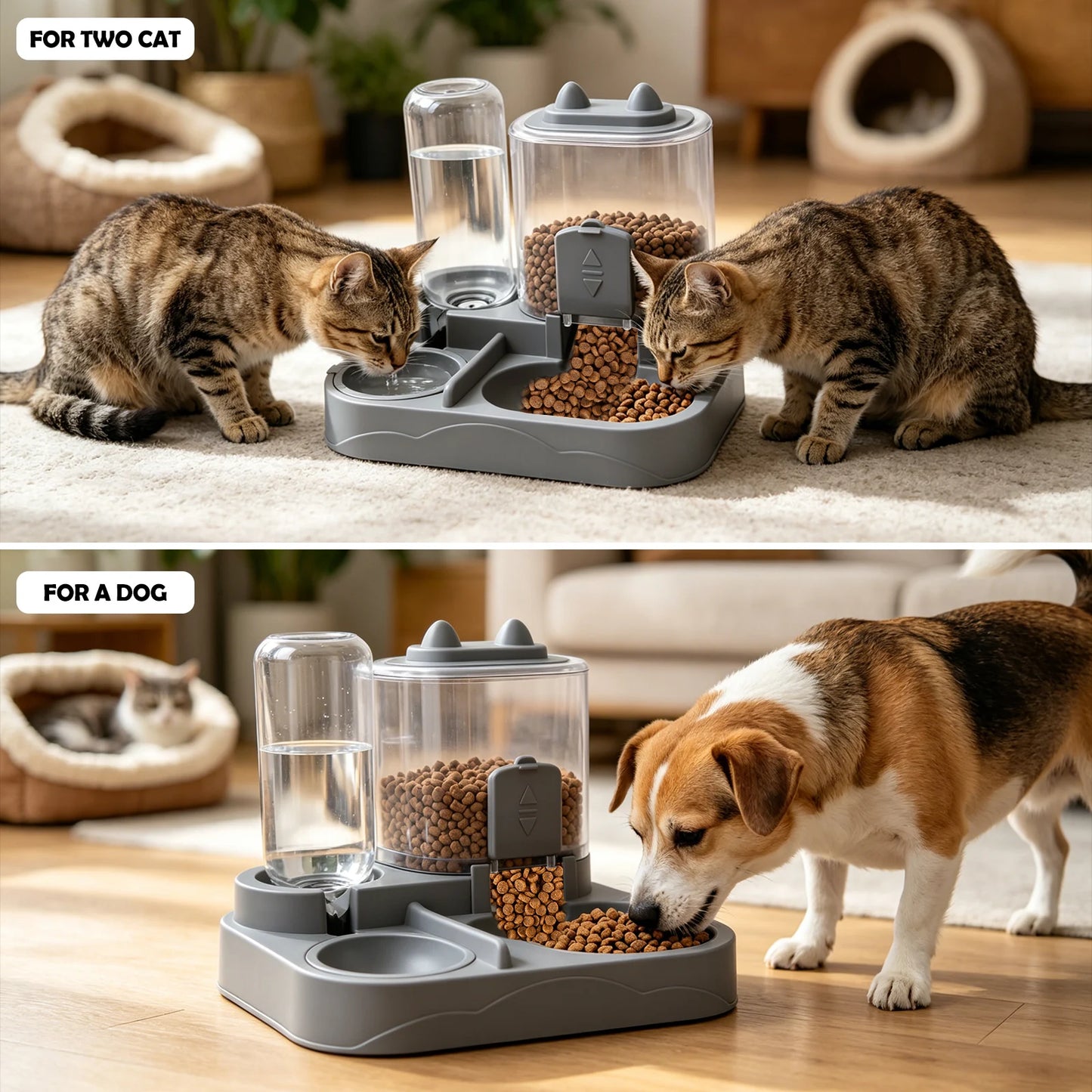Automatic Pet Food and Water Feeder Large Capacity 2-in-1 Automatic Feeder Dog Cat Food Bowl with Water Fountain Pet Supplies