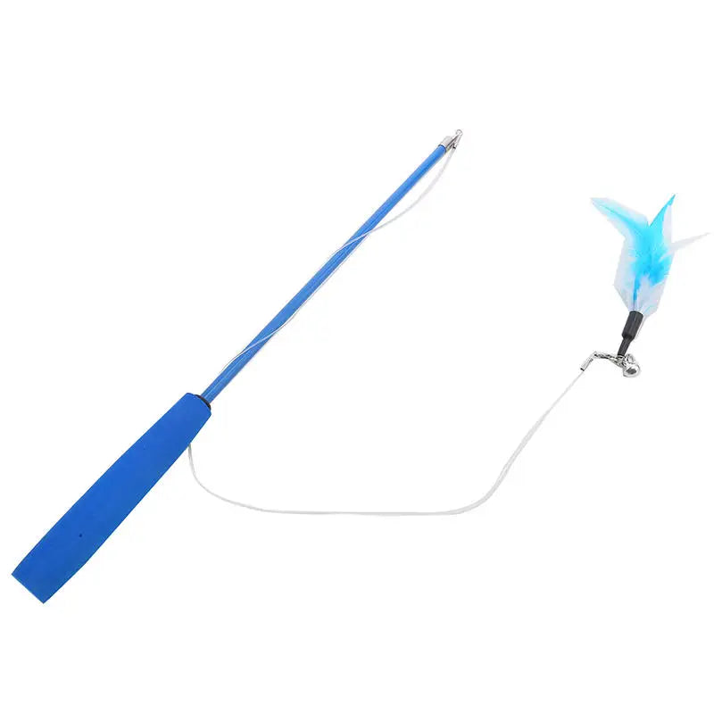 Interactive Cat Feather Toy Feather Teaser Stick Wand Pet Retractable Feather Bell Refill Replacement Catcher Product for Kitten