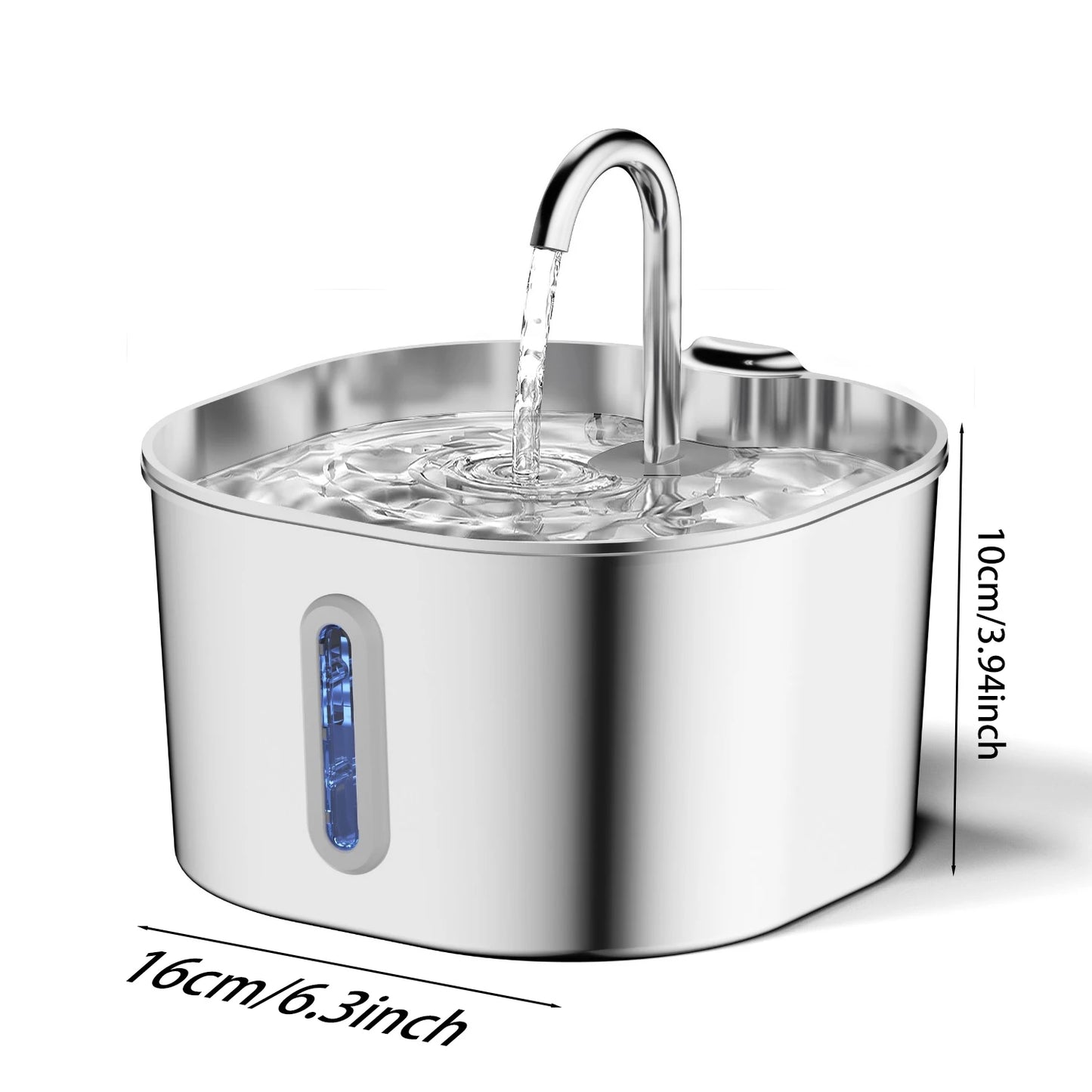 Stainless Steel Cat Water Fountain,2.2L,Pet Water Dispenser With Filter,Dog Drinking Fountain For Cats,Ultra Quiet Water Pump