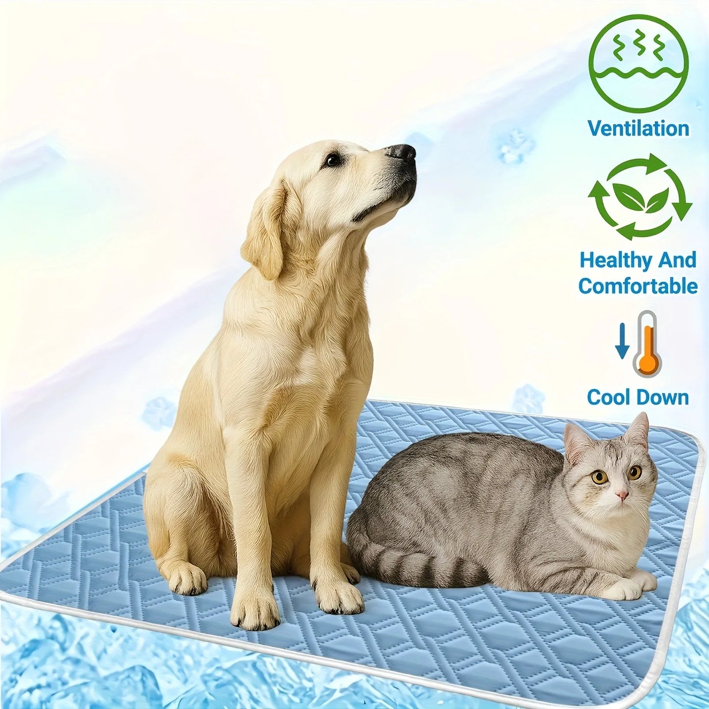Tapis rafraîchissant lavable en soie de glace pour chien et chat — couverture respirante été