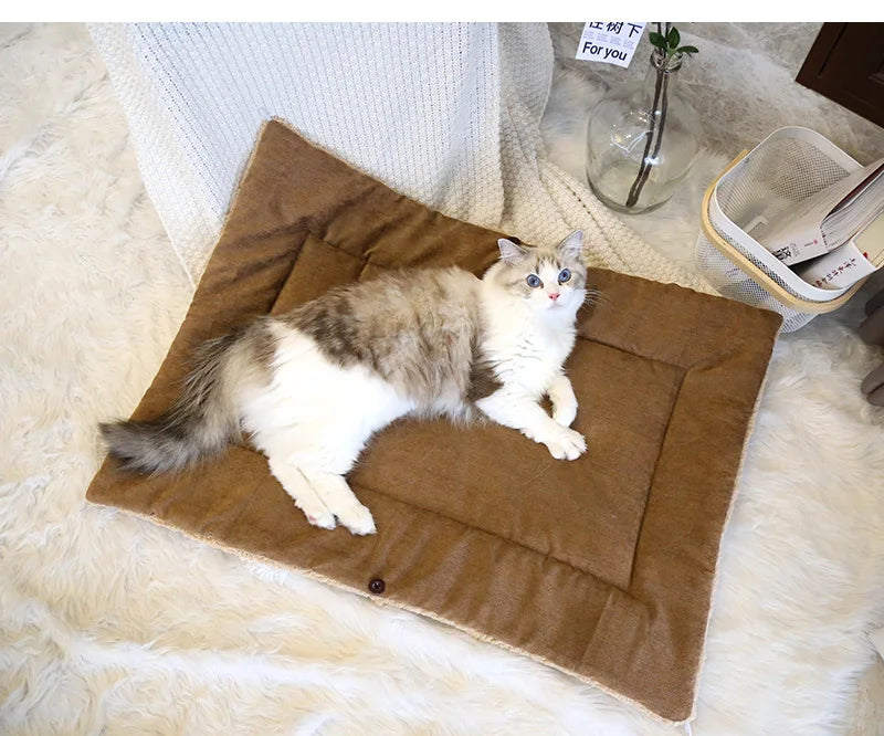 Tapis lit chaud multifonction pliable pour chat et petit chien — coussin intérieur toutes saisons
