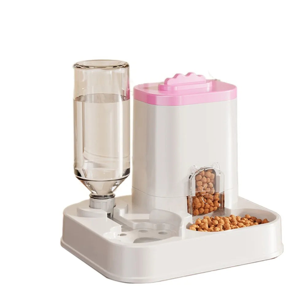 Distributeur d'eau automatique avec bassin nourriture intégré sans pile — design une pièce pour chats et chiens