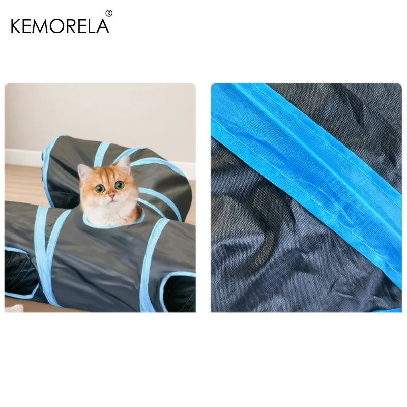 Cat Tunnel Foldable Kitty Tunnel Pet Supplies T Cross Pass Play Tunnel Cat Toy Breathable Drill Barrel for Indoor Loud Paper