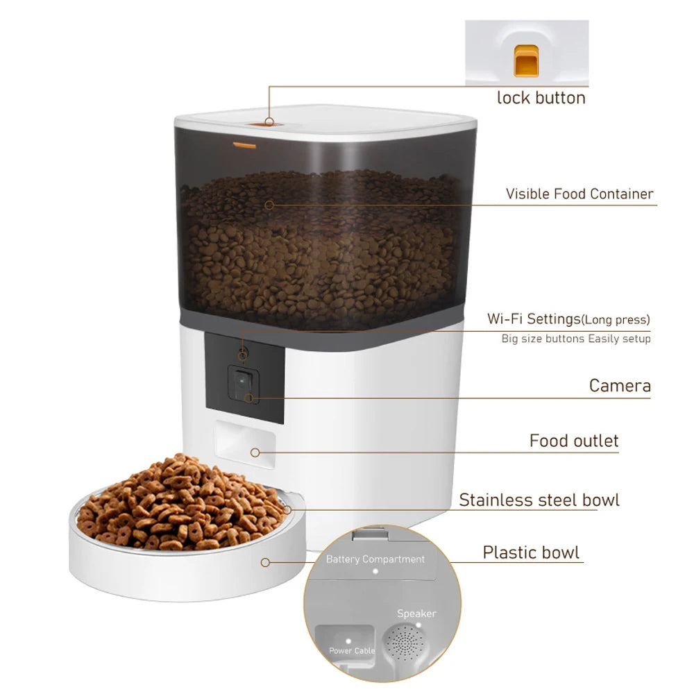 Double Meal Automatic Cat Feeder, Cat Feeder With Video, Tuya WIFI Automatic Dog Feeder, Programmable Pet Feeder, Multiple Models