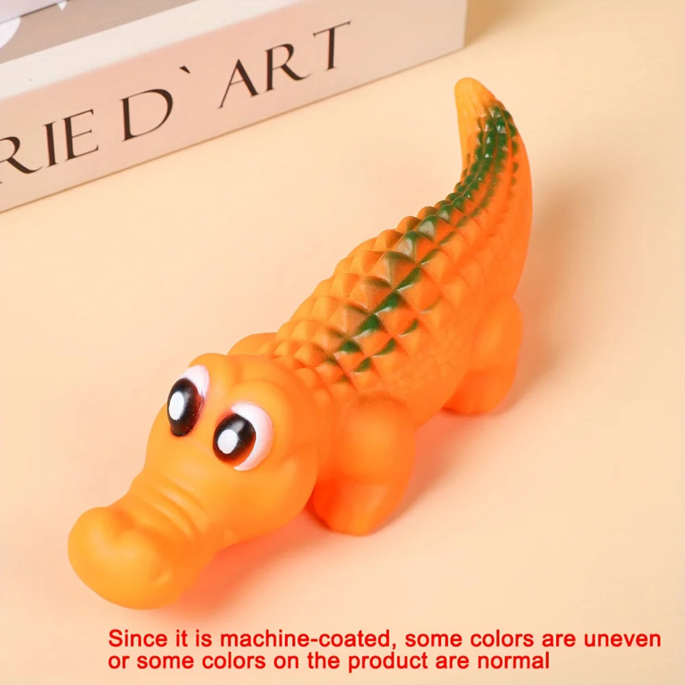Jouet crocodile en caoutchouc couinant pour chien – Durable, à mâcher, design animal amusant, couleurs assorties