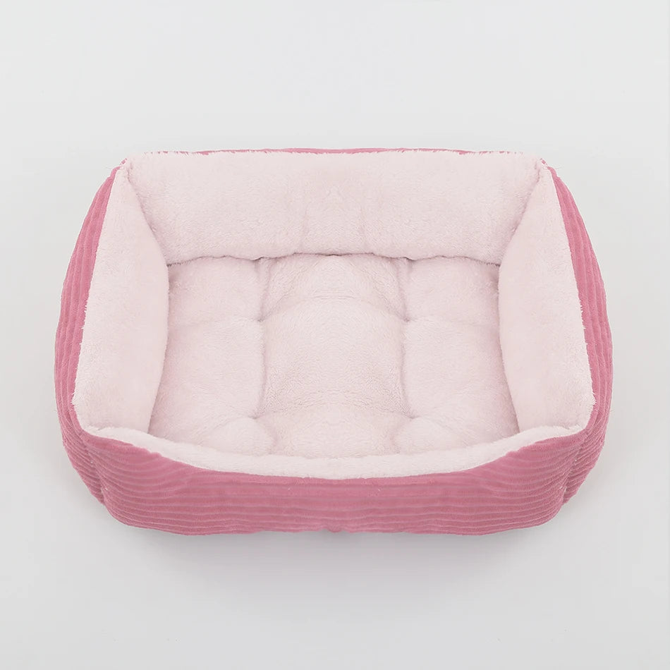 Lit canapé carré en peluche apaisant hiver pour petits et moyens chiens et chats