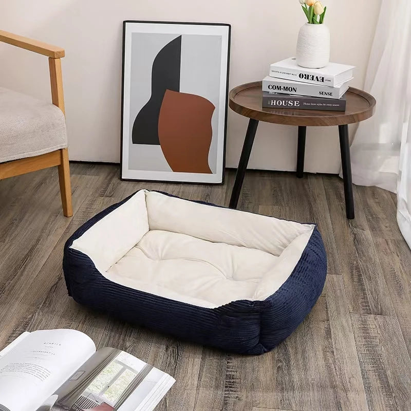 Lit canapé carré en peluche apaisant pour petits et moyens chiens et chats