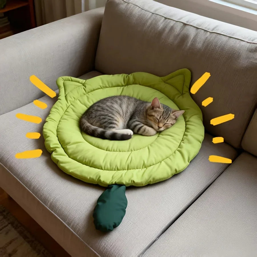 Cute Plush Cushion Cat Bed 1pcCat Shaped Pet Bed Mat Soft Breathable Washable Sleeping Pad for Cats Dogs All Season Use