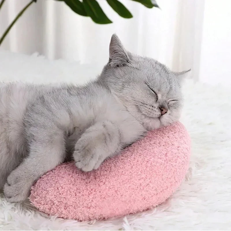 Oreiller apaisant en U pour chat et chiot — coussin soutien cervical pour sommeil profond