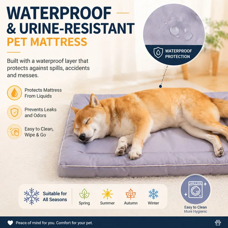 Waterproof Dog Bed Oxford Pet Cushion for All Seasons Thickened Memory Foam Filling Bite-resistant Pet Mat Pet Supplies Dog Cushion
