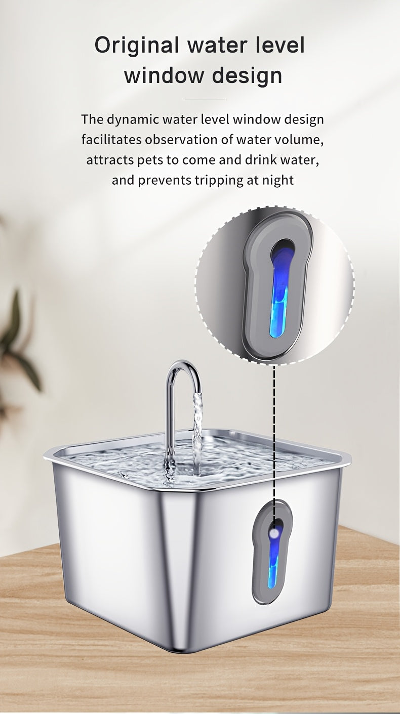 Stainless Steel Cat Water Fountain, 134oz/4L Automatic Pet Water Fountain With Ultra-Quiet Pump for Cats Dogs, Multiple Pets